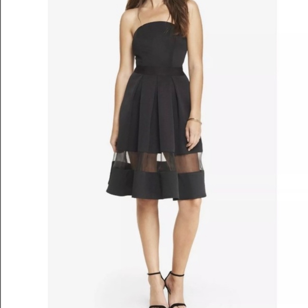 Express Strapless Organza Inset Midi Dress
